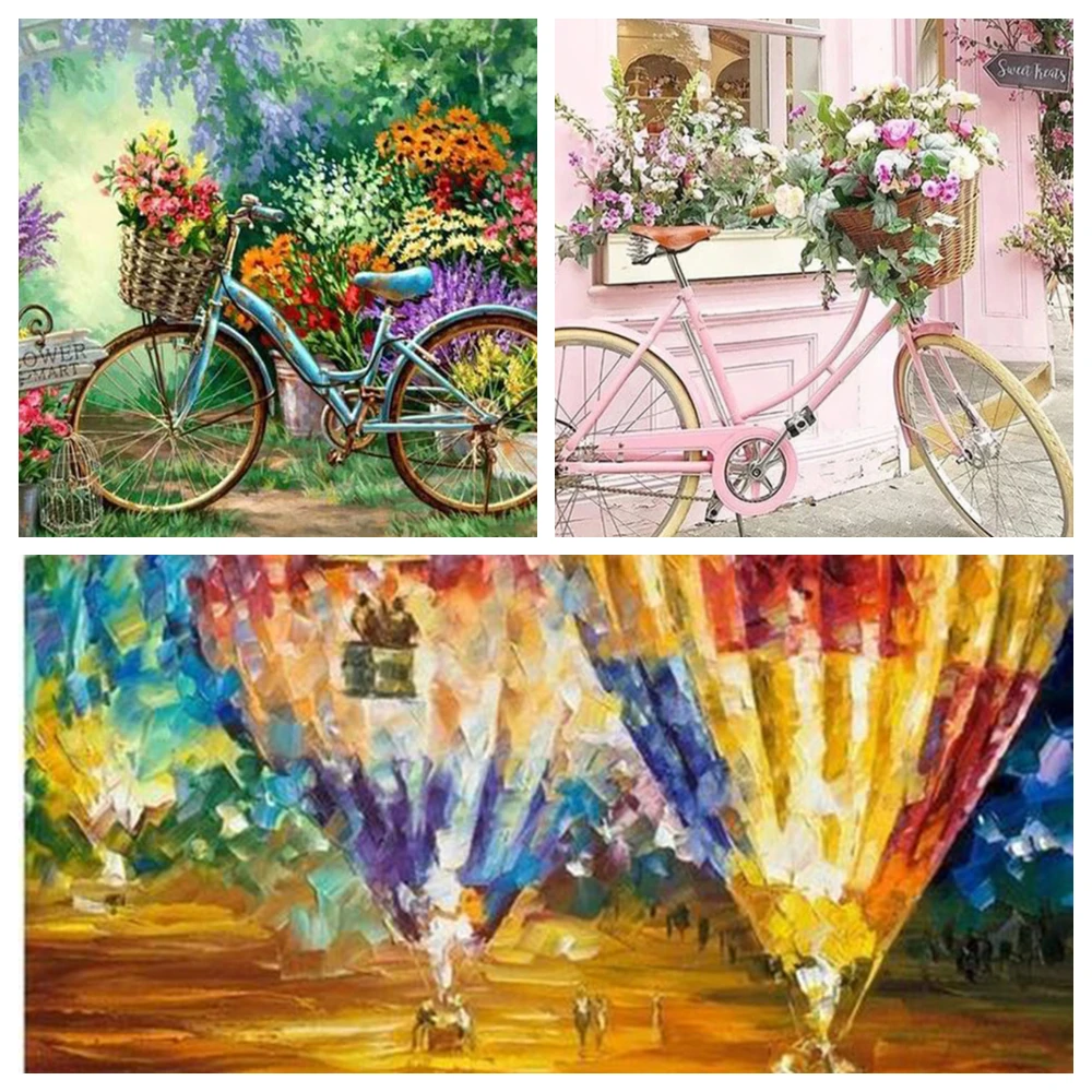 

GATYZTORY 5D алмазная живопись полный квадрат DIY домашний декор мозаика Стразы картина на заказ велосипед воздушный шар 3 шт. много
