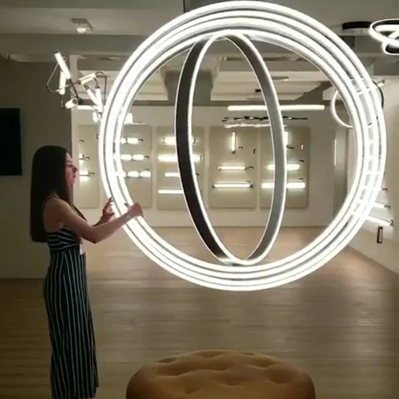 Креативная ротарная люстра "Глобус" с большим светодиодным кольцом, 360-градусной поворотной, для декора гостиной (новинка 2020 года).