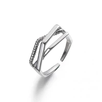 new stylish retro multi layer opening adjustable ring ring geometric hollow cross twist ring for women jewelry gift
