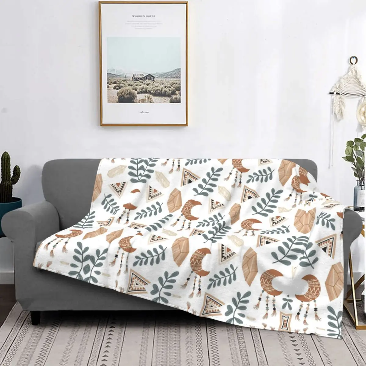 

Bohemia Boho Dreamcatcher Pattern Blanket Coral Fleece Plush Printed Nordic Bohemian Soft Throw Blanket for Home Couch Quilt