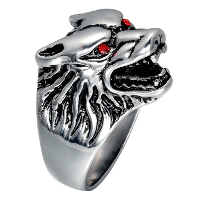 

Titanium Steel Retro Wolf Ring Aggressive Men Punk Ring Gothic Motorcyclist Hip Hop Party Jewelry Boyfriend Father Gift