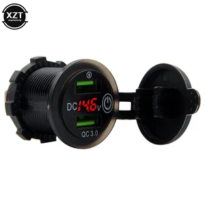 Автомобильное зарядное устройство с светодиодный USB-портами, QC 3,0, 12 В, 24 В, 18 Вт