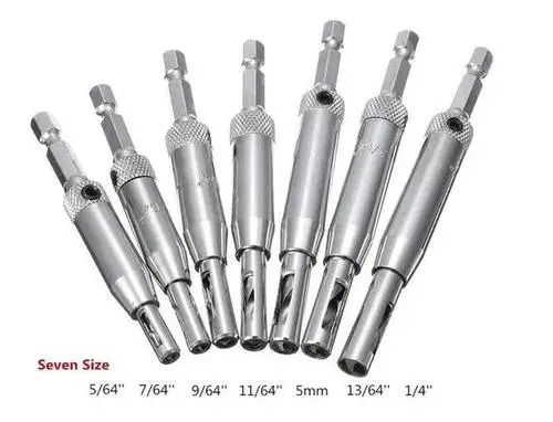 

7 pcs Self Centering Hinge Drill Bits Set for Door Cabinet Window High Speed Steel Metalworking Drilling Tools