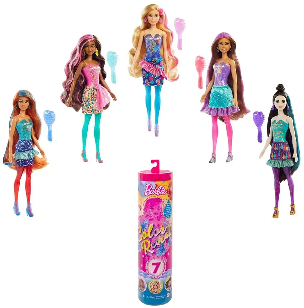 2021 new 100% Original Barbie Color Reveal Doll 7 Surprises Water Reveals Confetti-Print Doll’s Look Color Change on Hair & Face