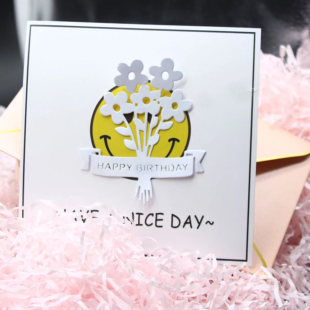 С днем рождения баннер цветок металлическая резка штампы для скрапбукинга Новый