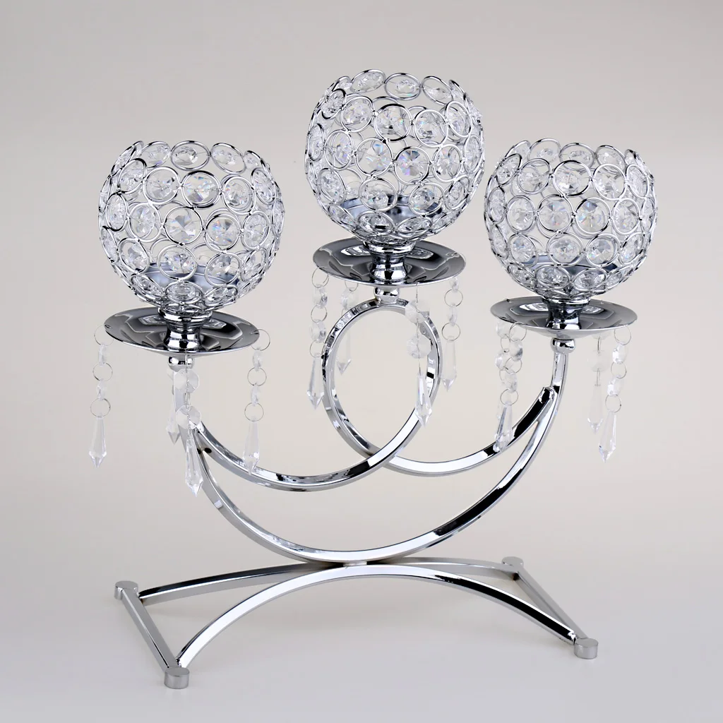 3 Arms Candle Holder Candelabra for Dinning Room Table Centerpieces Silver/Gold Candle Lamp