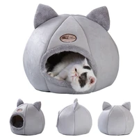 large cat bed cave small wool cozy pet igloo bed winter house nest kennel gray deep sleep comfort in winter cat bed