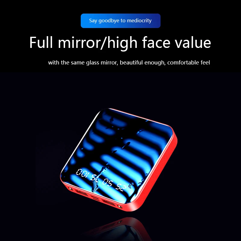 portable power bank 30000mah external battery pack poverbank for iphone samsung xiaomi fast charger powerbank full mirror screen free global shipping