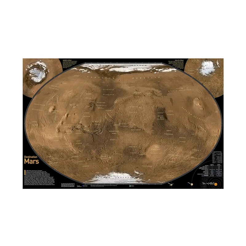 

Mars Surface Satellite Map Posters and Prints Vinyl Spray Painting Canvas Wall Sticker For Home Office Decoration 150x225cm