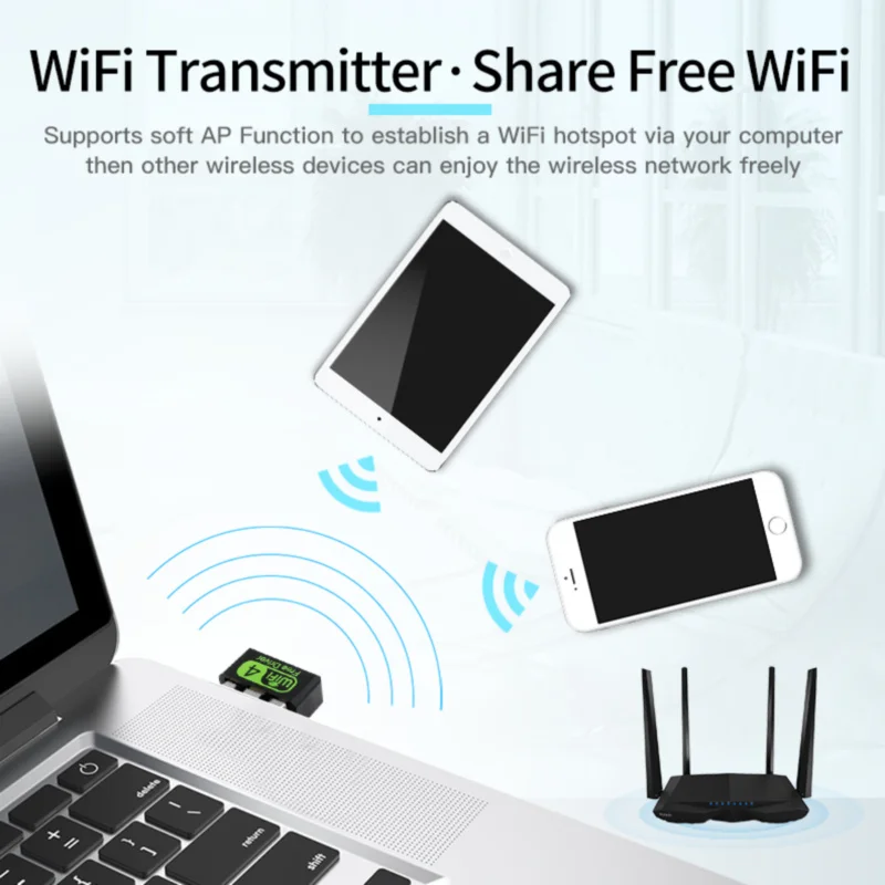 Двухдиапазонный USB Wi-Fi адаптер 600 Мбит/с Bluetooth 802.11ac Мини ключ портативная сетевая