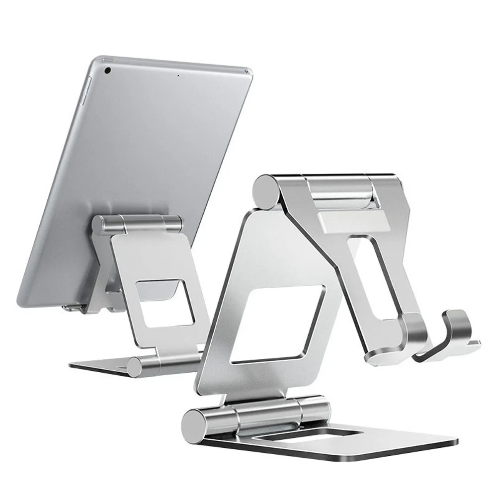

Soporte plegable ajustable para tableta, aleación de aluminio, para escritorio, accesorios para teléfono móvil, negro y plateado