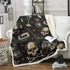 Магнитная лента, декоративное одеяло в стиле ретро, с изображением сахарного черепа, перекрестных костей, музыки, гитары, динамика, записи, панк, Флисовое одеяло