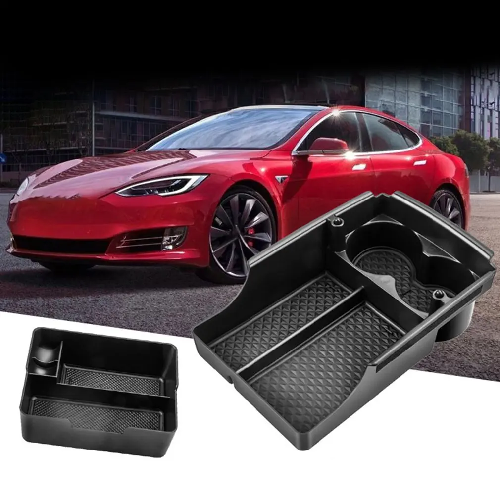 

For Tesla Model 3 auto Accessories Car Central Armrest Storage Box Black Auto Container Glove Organizer Case