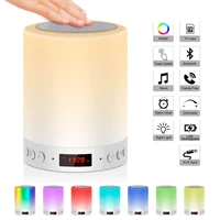 5 in 1 portable bedside lamp table lamp bluetooth speaker music usb alarm clock digital light touch control color led lamps