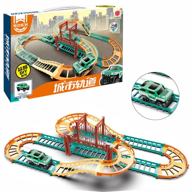 

Children's Electric Railway Train Track Suit Boy Toy DIY Variety Multilayer Assembled Circuit Voiture Rail Car Track Toys Gift