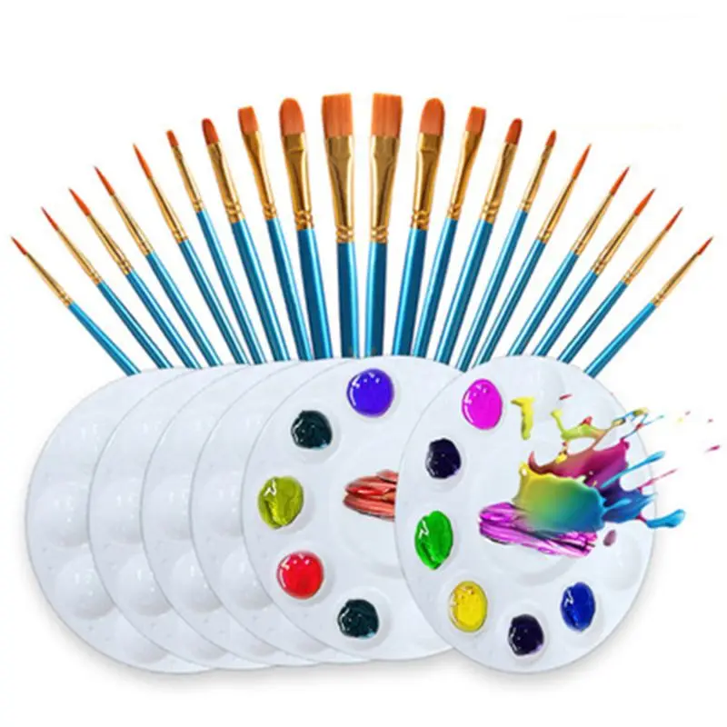

26pcs/set Artist Paint Brush Nylon Hair Watercolor Acrylic Oil Painting Palette