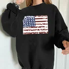 Женские толстовки в американском стиле Харадзюку, свитшоты с принтом американского флага, женский спортивный топ, одежда, пуловеры с открытыми плечами, Свитшот