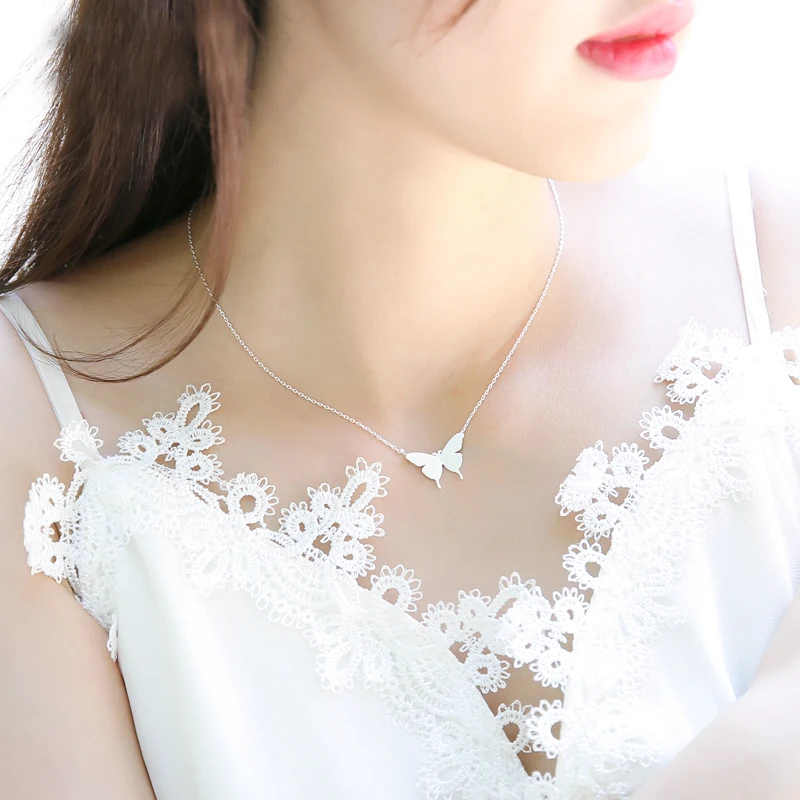 Женская цепочка из серебра 925 пробы с подвеской бабочкой|Ожерелья| |