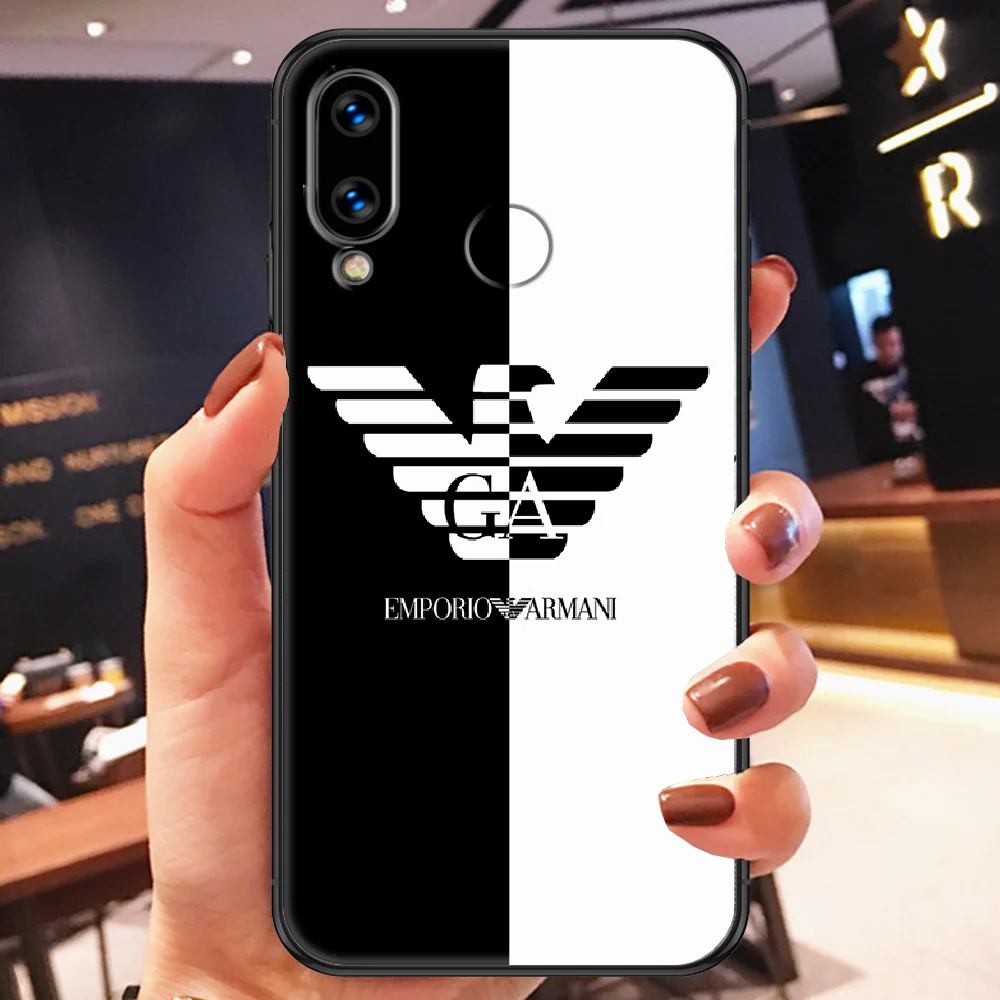

Brand EA7-compatible-Armanies Phone case For Huawei Honor 6 7 8 9 10 10i 20 A C X Lite Pro Play black silicone waterproof tpu