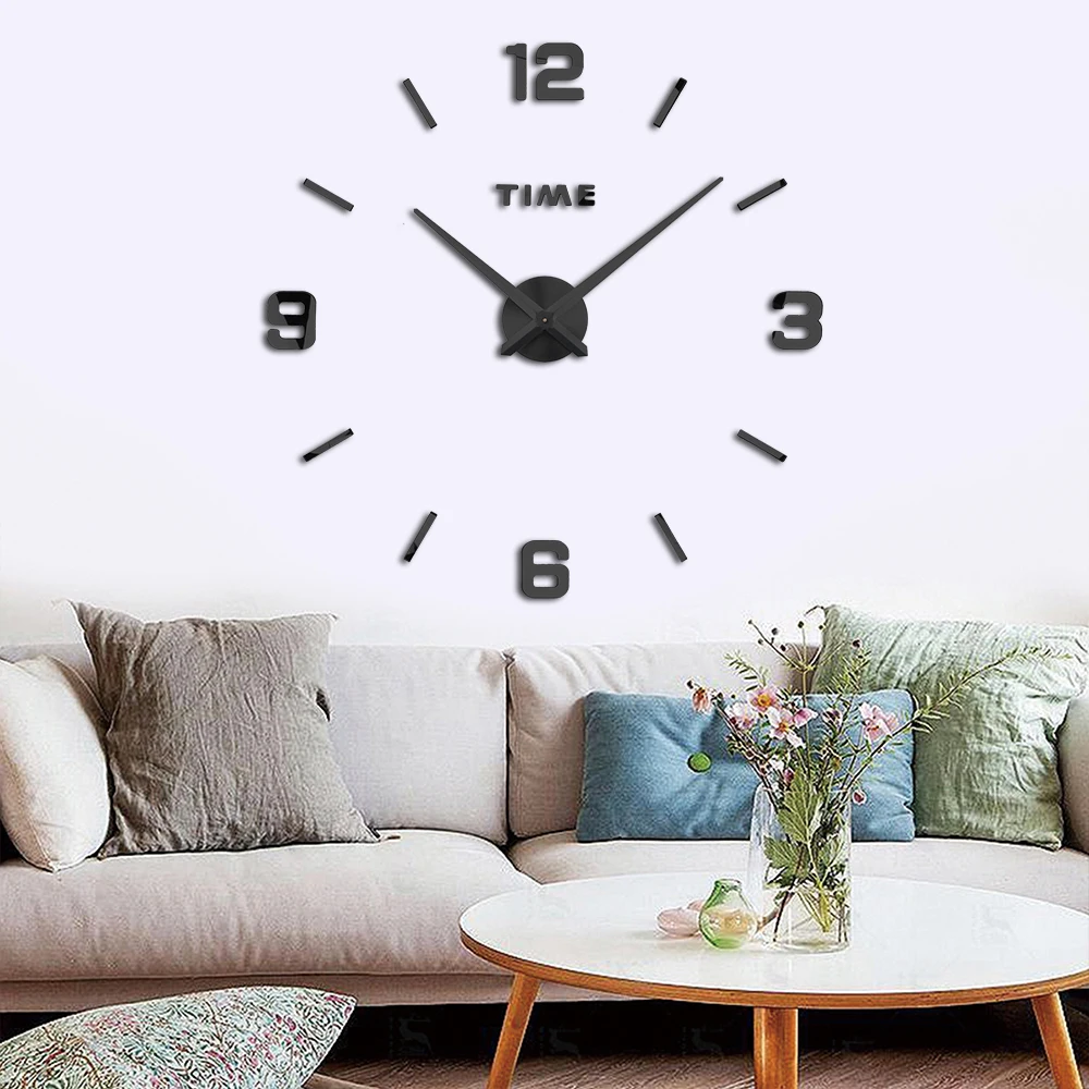 

New Sale Wall Clock Modern Design Watch Clocks 3D Diy Acrylic Mirror Sticker Living Room Quartz Needle Europe Horloge Wall Clock