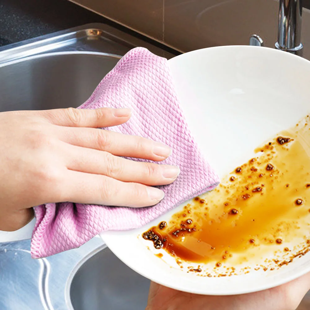 

3Pcs Soft Cleaning Microfibre Towel Furniture Tableware Cleaning Wash Cloth Wipes Wipe Glass Household Bathroom Clean Dish Cloth