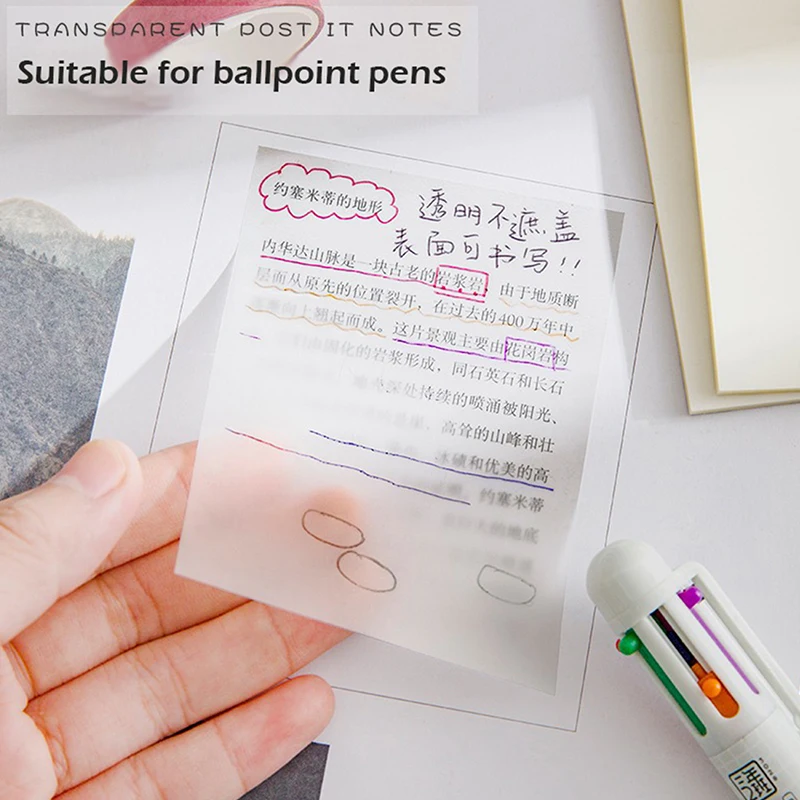 

Transparent Waterproof PET Memo Sticky Note Daily To Do Stationery 100 Sheets