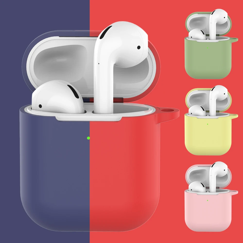 Мягкий силиконовый чехол наушники для Apple Airpods Bluetooth беспроводные защитный