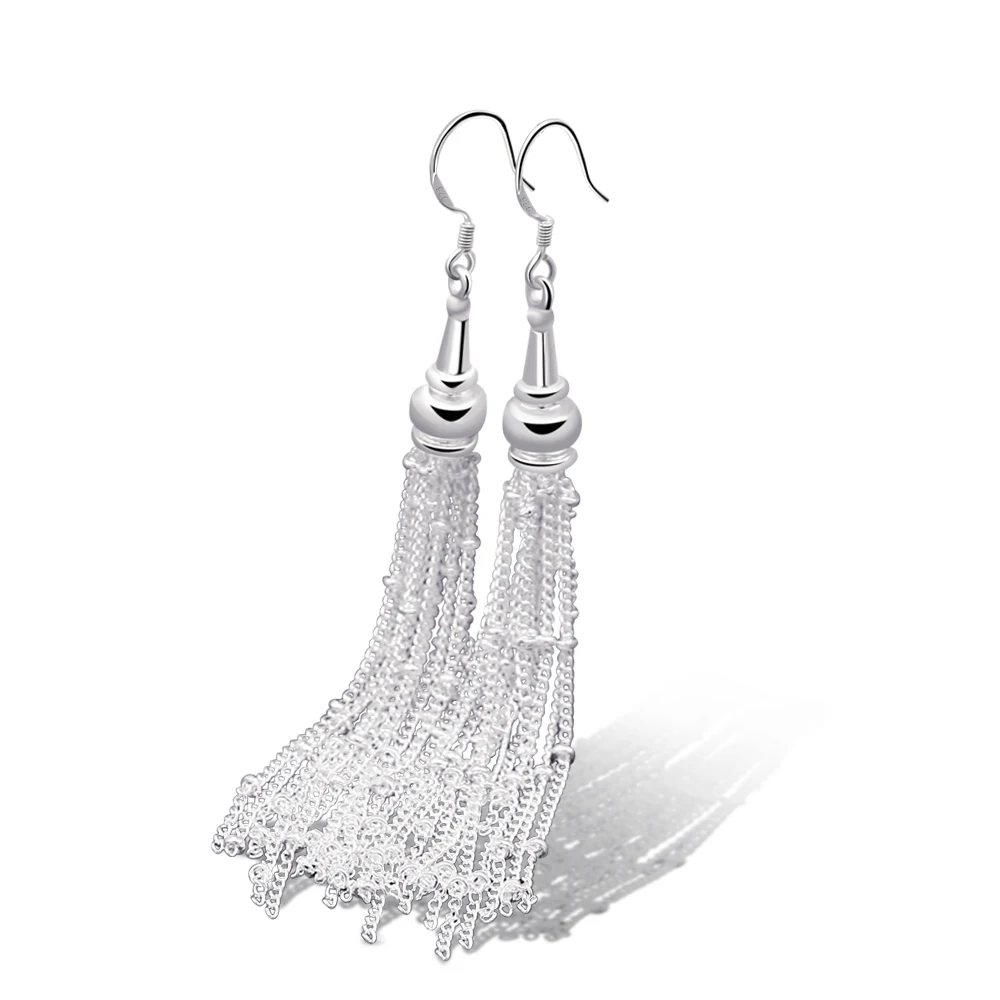 Ретро мода преувеличенный геометрические длинные висячие серьги с 925 серебряные