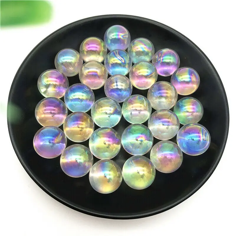 Гальванизированный 17 19 мм Радужная аура сфера титановый кварцевый кристалл шар