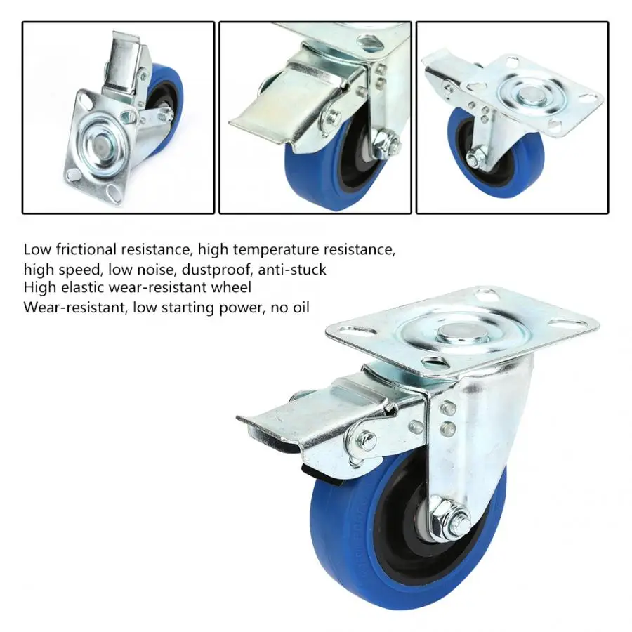 4 шт./компл. дюймовые колесики с резиновым подшипником для тележки
