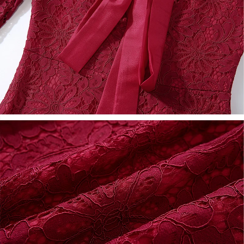 Винтажное Черное Кружевное Платье миди DROWYD повседневное модное женское платье в