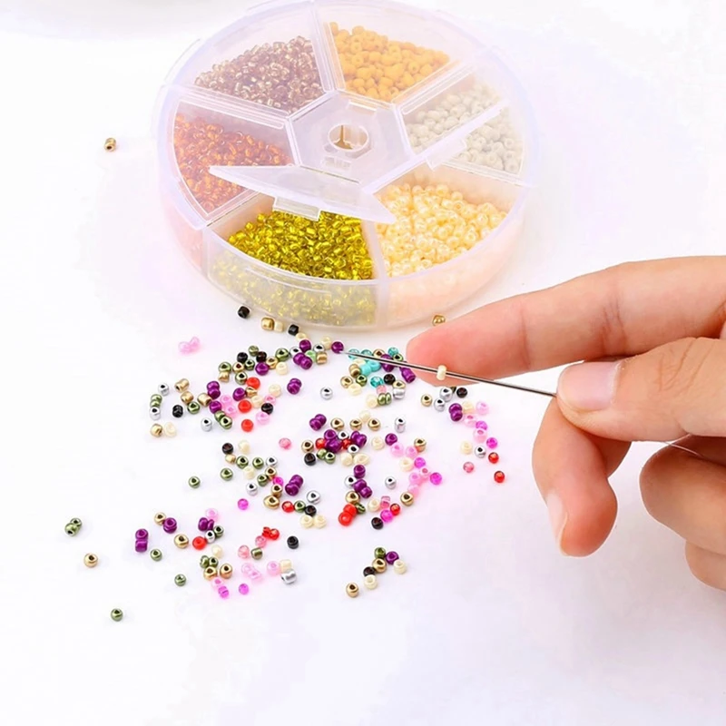 

2set Boxed 2mm Glass Seed Beads Pendant Crystal Gasket Glass Beads Green & Yellow