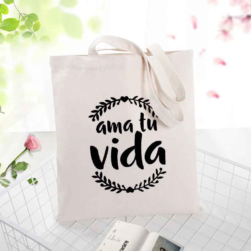 Сумка тоут из парусины с текстовым дизайном сумка для покупок изготовленная на