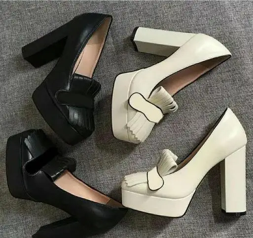 

High Platform women pumps Tassel Pink chunky heels high heels size 41 dress Office & Career shoes women metal decor lady