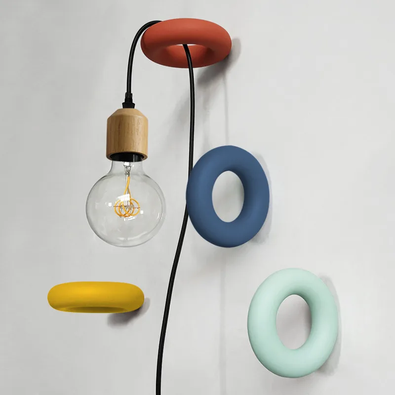 Современная круглая железная настенная лампа макарон комнатное бра для спальни