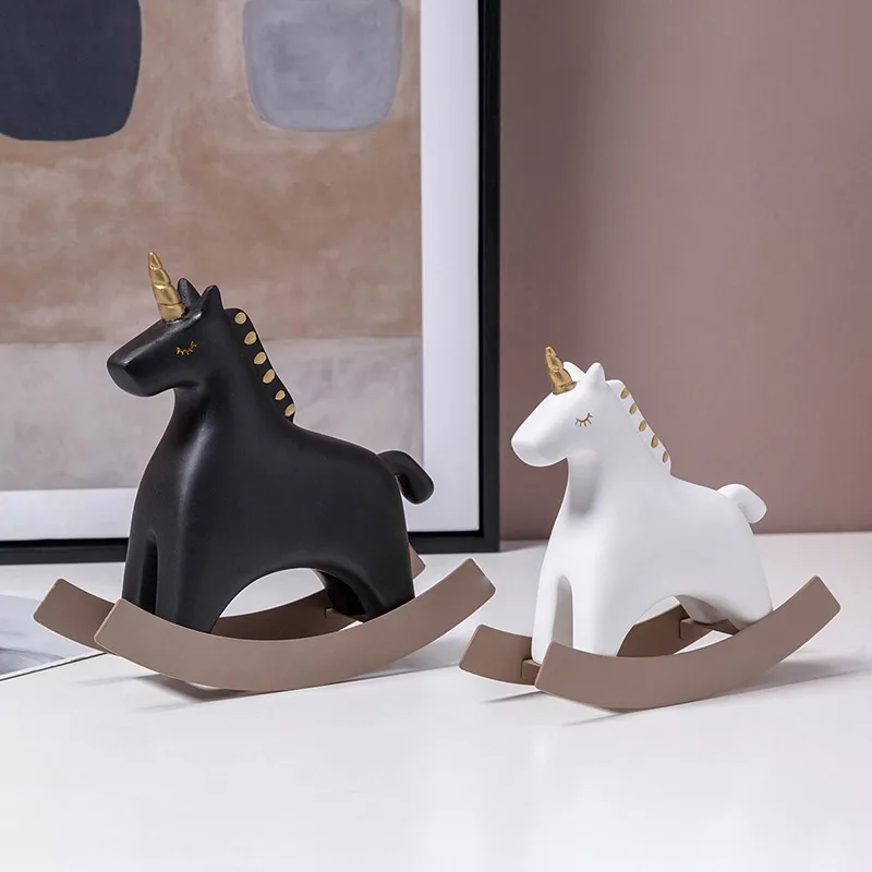 

Nordic Creative Animal Figurines Decoration Living Room Home Decorations Cute Children's Room Layout Desktop Unicorn Furnishings