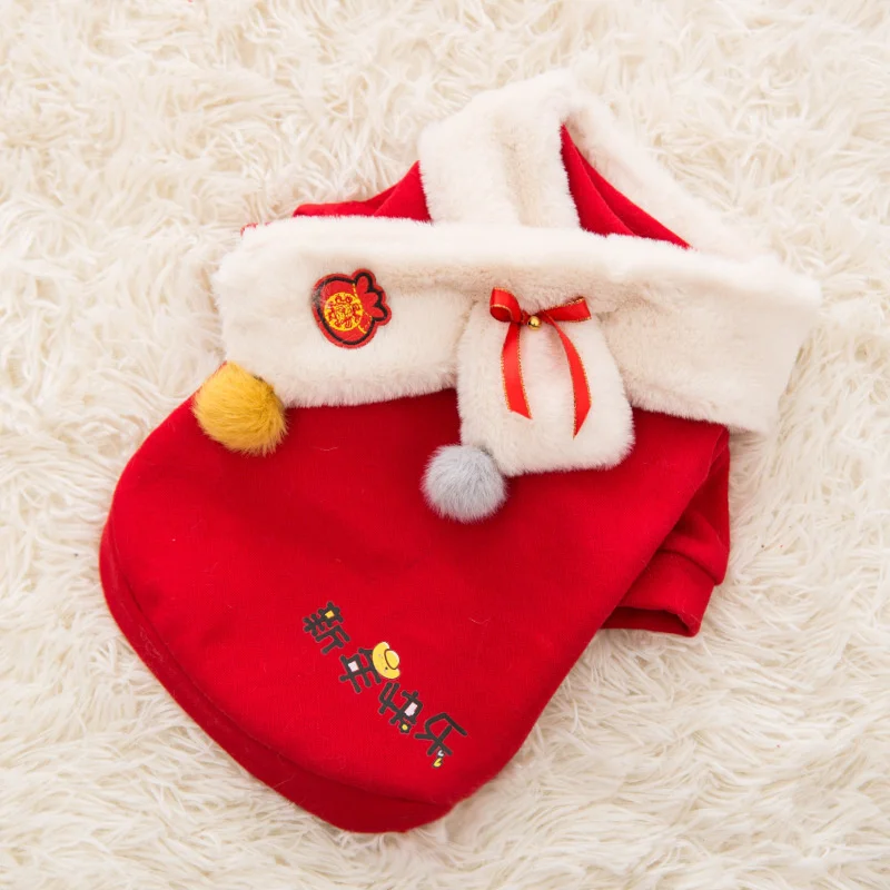 

Scarf Collar pug dog Hoodies sweater winter new year clothes Teddy thicker pet cat Spring Festival תחפושות casaco de frio costum