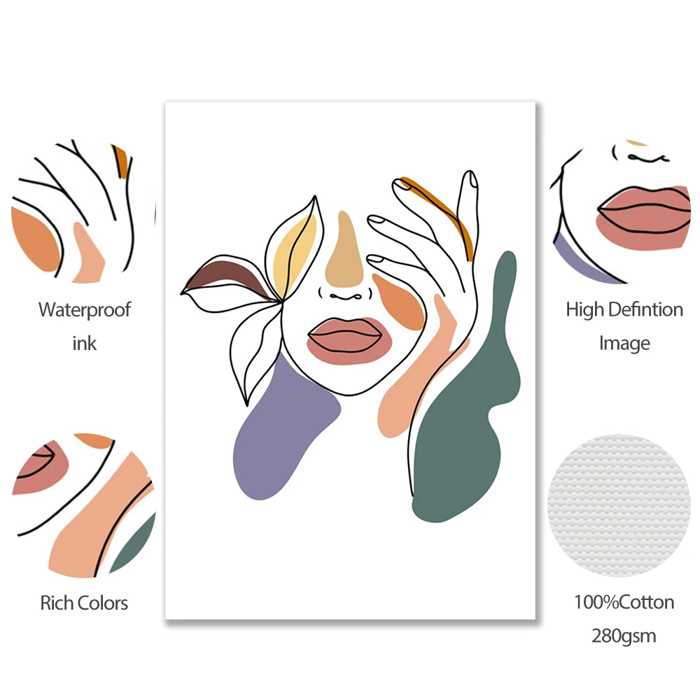 Скандинавские плакаты и принты абстрактная девушка лицо цветок ручная роспись
