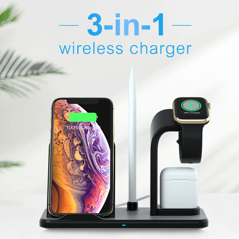 3 в 1 Беспроводное зарядное устройство для iPhone беспроводное индуктивное 8 Plus X XR XS
