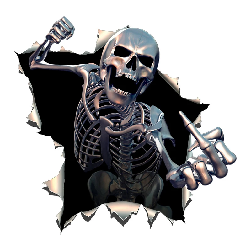 

Interesting Car Sticker Angry Skeleton Skull Skeleton with Beard Car Window Accessories Decal Laser Waterproof PVC 15cm X 15cm