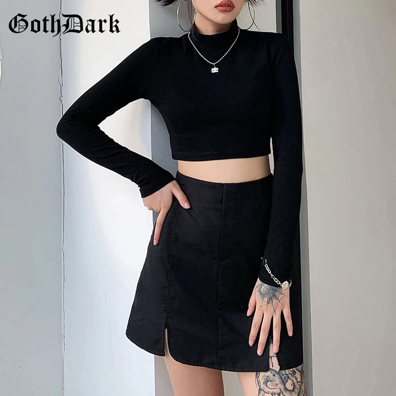 Женский комплект из двух предметов Goth Dark черный укороченный топ с высоким