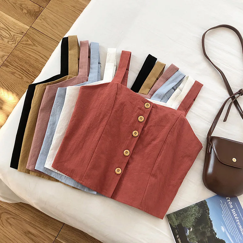 Топ женский на пуговицах однотонный летний | Женская одежда