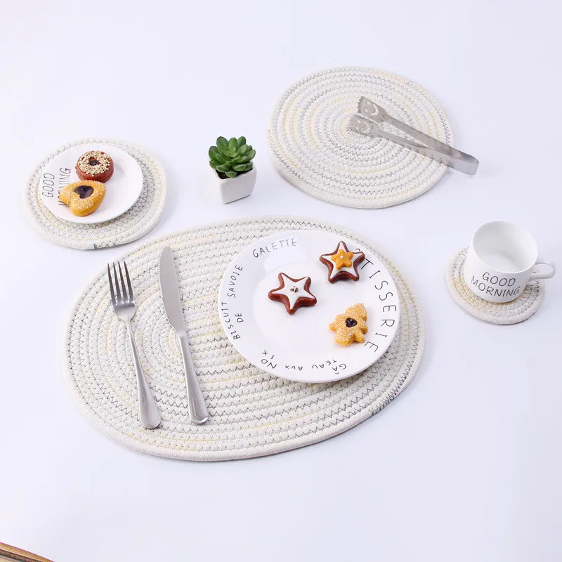 

Anti-scalding insulation pad, hand-woven cotton cord, anti-scalding insulation, home table mats, kitchen and dining supplies