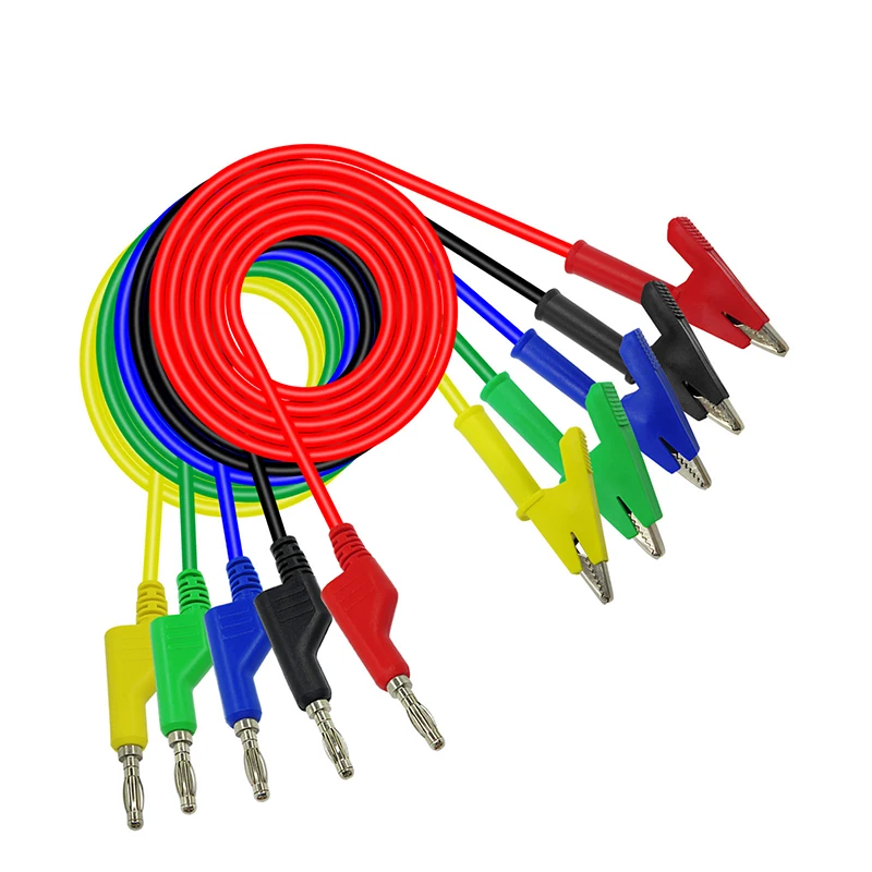 

Тестовый зонд, свинцовый провод, зажим для кабеля, 5 шт., 1 м, 4 мм, силиконовый штекер типа «банан», двухсторонний зажим «крокодил», тестовый Джампер