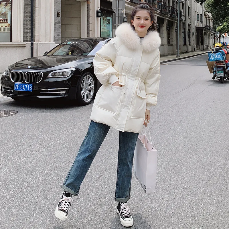 Ladies Coats and Jackets Winter Coat Women 2021 The New Draw Back Thicken Keep Warm Fur Collar Cotton