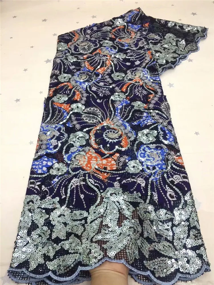 

Лидер продаж в африканском стиле синего цвета с вышивкой из органзы с блестками французский чистая в нигерийском стиле с блестками и сетчат...