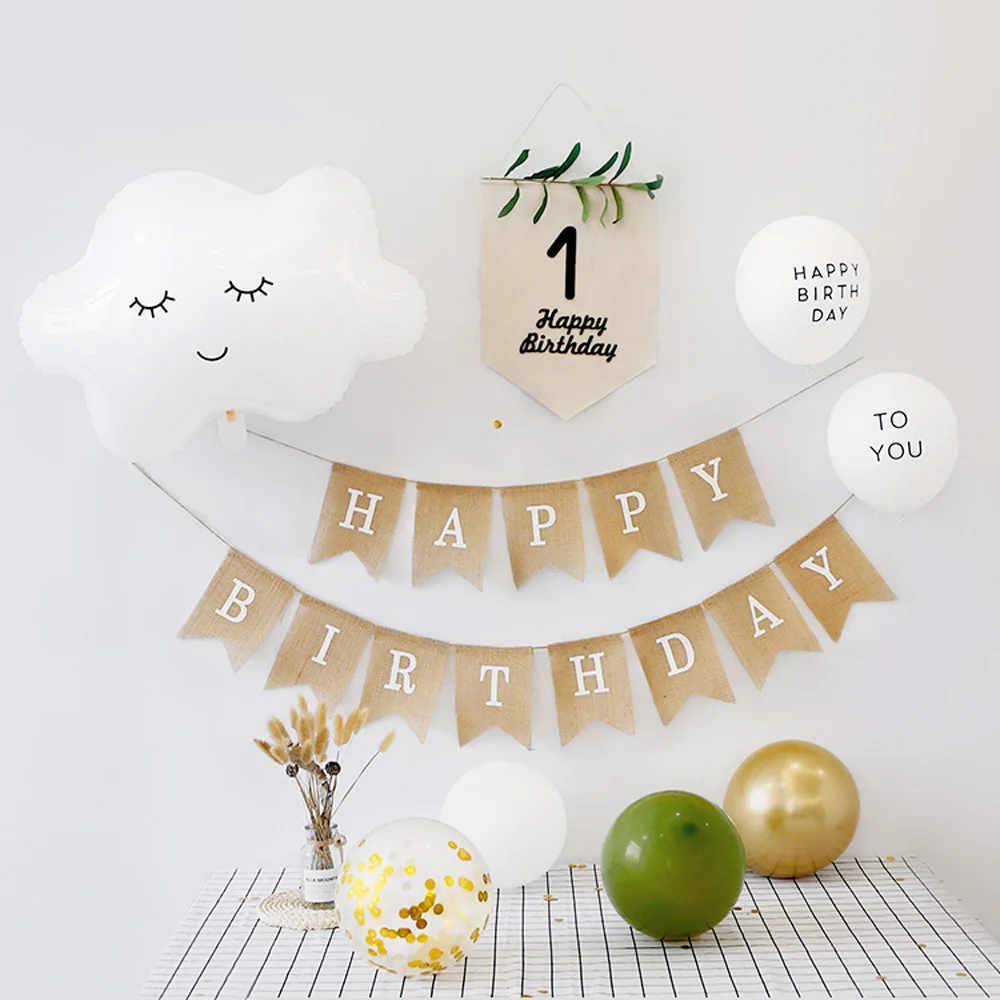 Kits de decoraci&oacute;n de primer cumplea&ntilde;os de estilo Mori, accesorios de decoraci&oacute;n para fiesta de cumplea&ntilde;os de ni&ntilde;os, Baby Shower, tel&oacute;n de fondo, Escena de pared-4