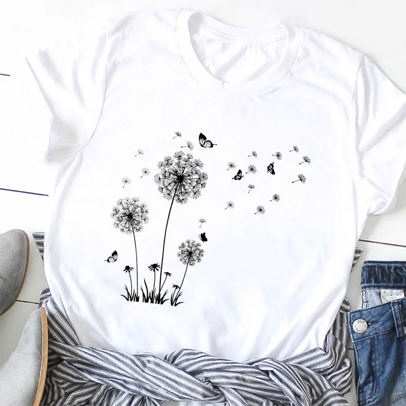 Футболка женская летняя повседневная забавная с бабочкой | Женская одежда