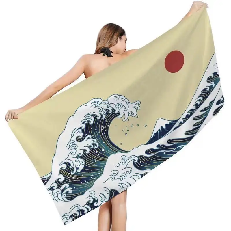 

2021 European and American wind landscape beach towel quick-drying fleece shawl bath towel sunrise yoga camping outdoor beach