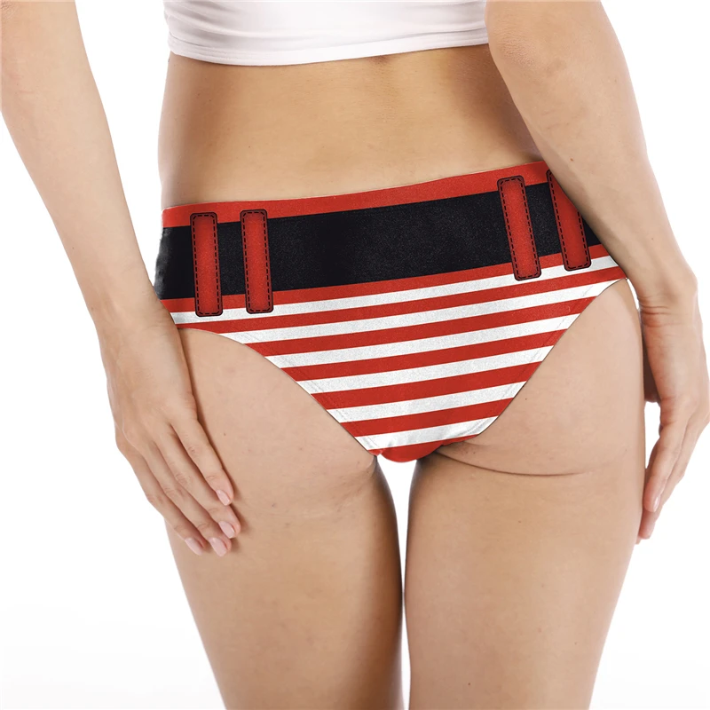 Пикантные 3D топ с красным принтом полосатые рождественские трусики для женщин